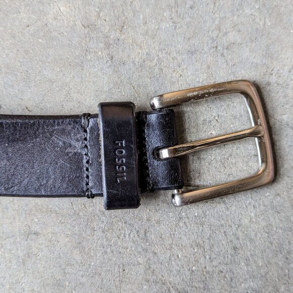 Fossil Black Genuine Leather Silver Buckle Belt size 40 - Picture 5 of 10